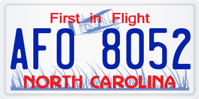 NC license plate AFO8052