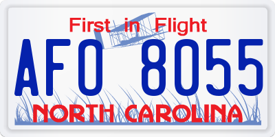 NC license plate AFO8055