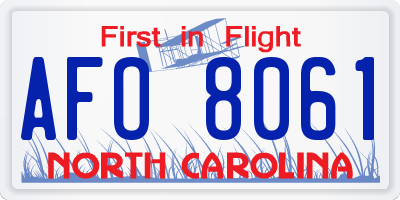 NC license plate AFO8061