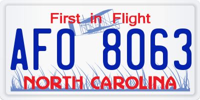 NC license plate AFO8063