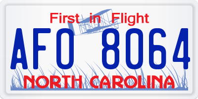 NC license plate AFO8064