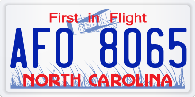NC license plate AFO8065