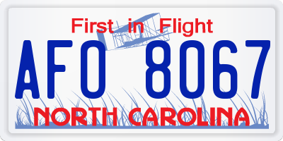 NC license plate AFO8067