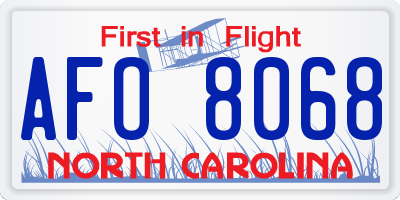 NC license plate AFO8068