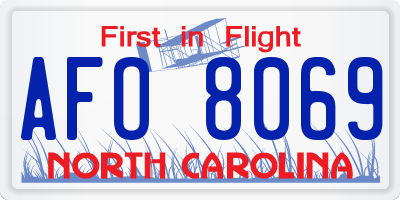 NC license plate AFO8069