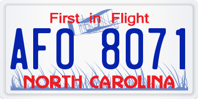 NC license plate AFO8071