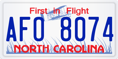 NC license plate AFO8074