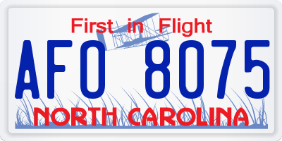 NC license plate AFO8075