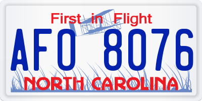 NC license plate AFO8076