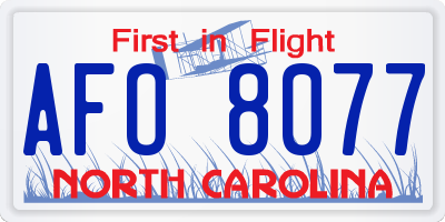NC license plate AFO8077