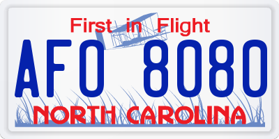 NC license plate AFO8080