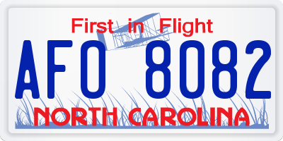 NC license plate AFO8082