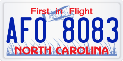 NC license plate AFO8083