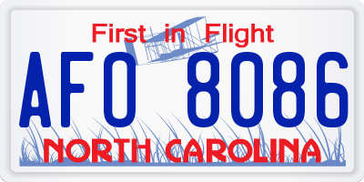 NC license plate AFO8086