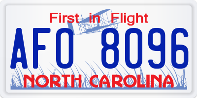 NC license plate AFO8096