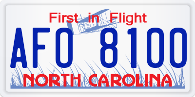 NC license plate AFO8100