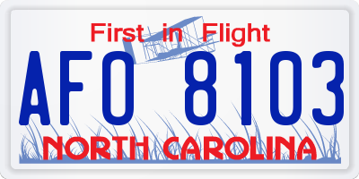 NC license plate AFO8103