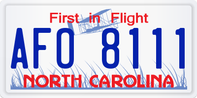 NC license plate AFO8111