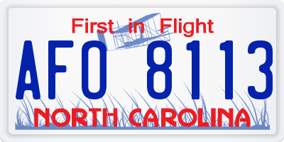 NC license plate AFO8113