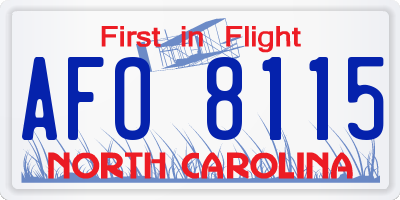 NC license plate AFO8115
