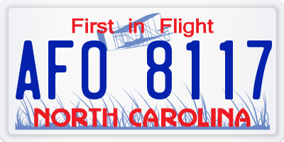 NC license plate AFO8117