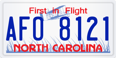 NC license plate AFO8121