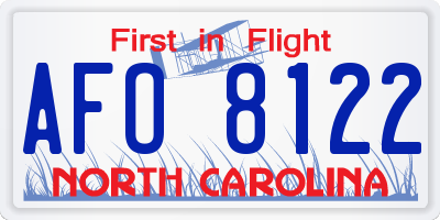 NC license plate AFO8122