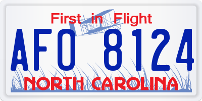 NC license plate AFO8124