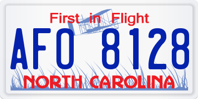 NC license plate AFO8128