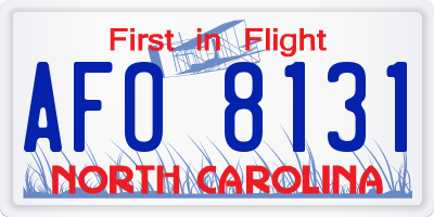 NC license plate AFO8131