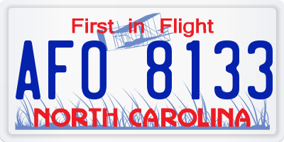 NC license plate AFO8133