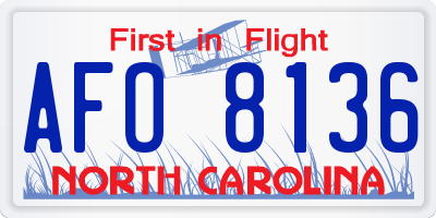 NC license plate AFO8136