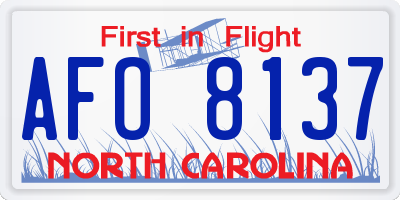 NC license plate AFO8137