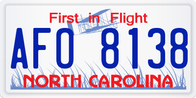 NC license plate AFO8138
