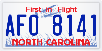 NC license plate AFO8141