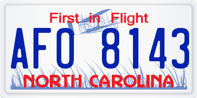 NC license plate AFO8143