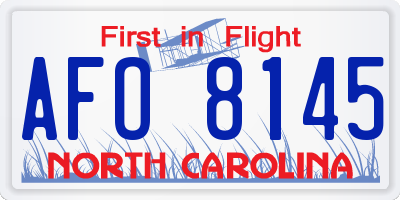 NC license plate AFO8145