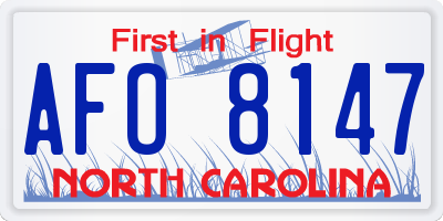 NC license plate AFO8147