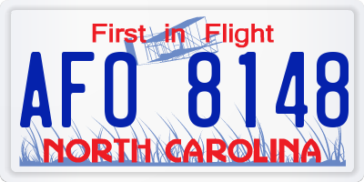 NC license plate AFO8148