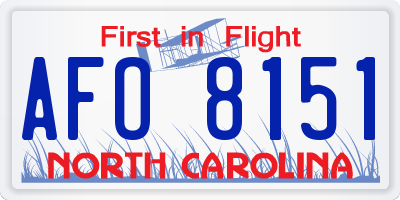 NC license plate AFO8151
