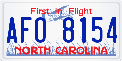 NC license plate AFO8154