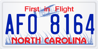 NC license plate AFO8164