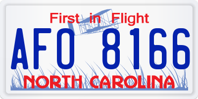NC license plate AFO8166
