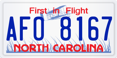 NC license plate AFO8167
