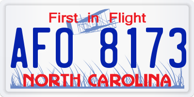 NC license plate AFO8173