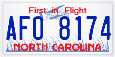 NC license plate AFO8174