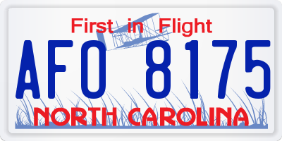 NC license plate AFO8175