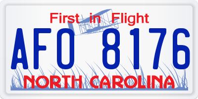 NC license plate AFO8176