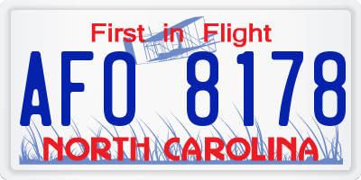 NC license plate AFO8178