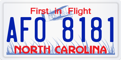 NC license plate AFO8181